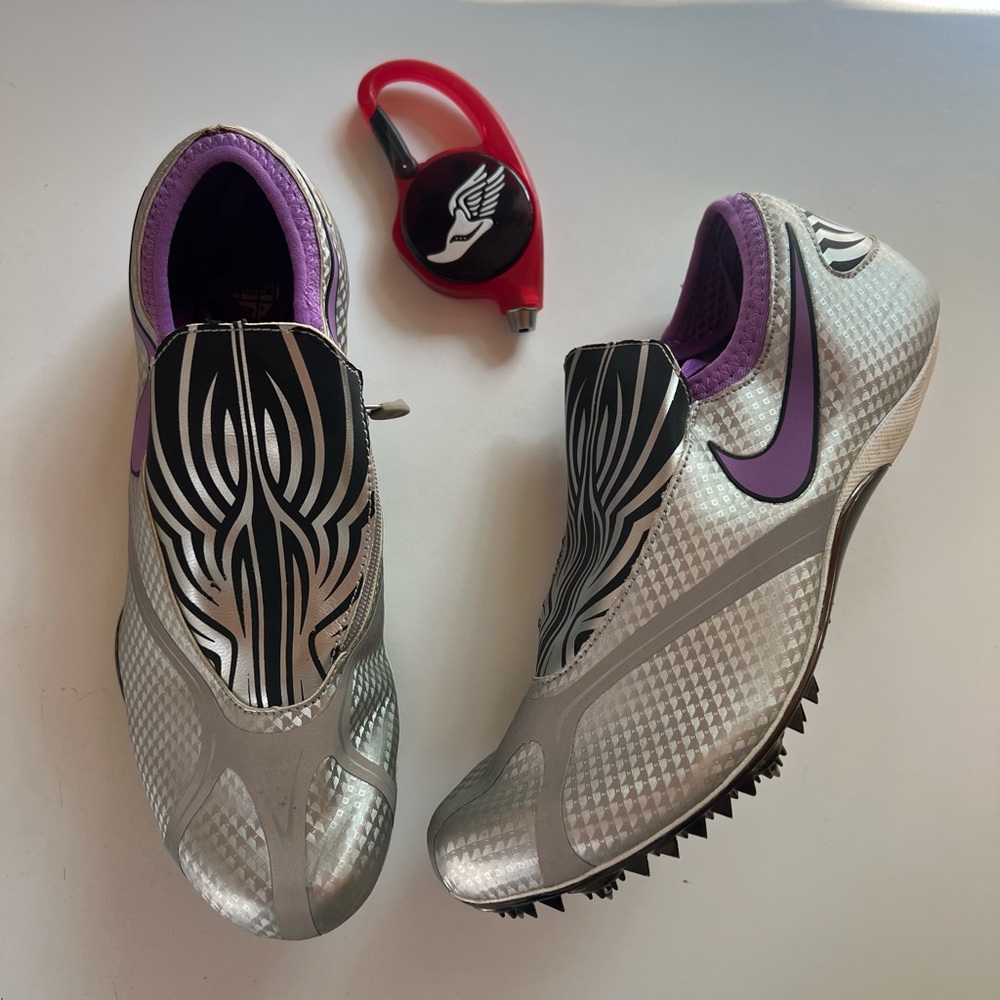 Nike Purple and Silver Track Shoes